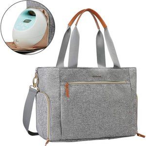 Breast Pump Bag Diaper Tote Bag with 15 Inch Laptop Sleeve Fit Most Breast Pumps